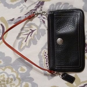 Coach Black leather wristlet